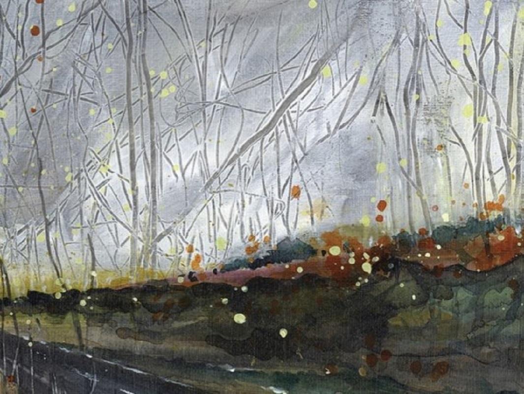 The Way Home  - Gray Landscape Painting by Adele Riley