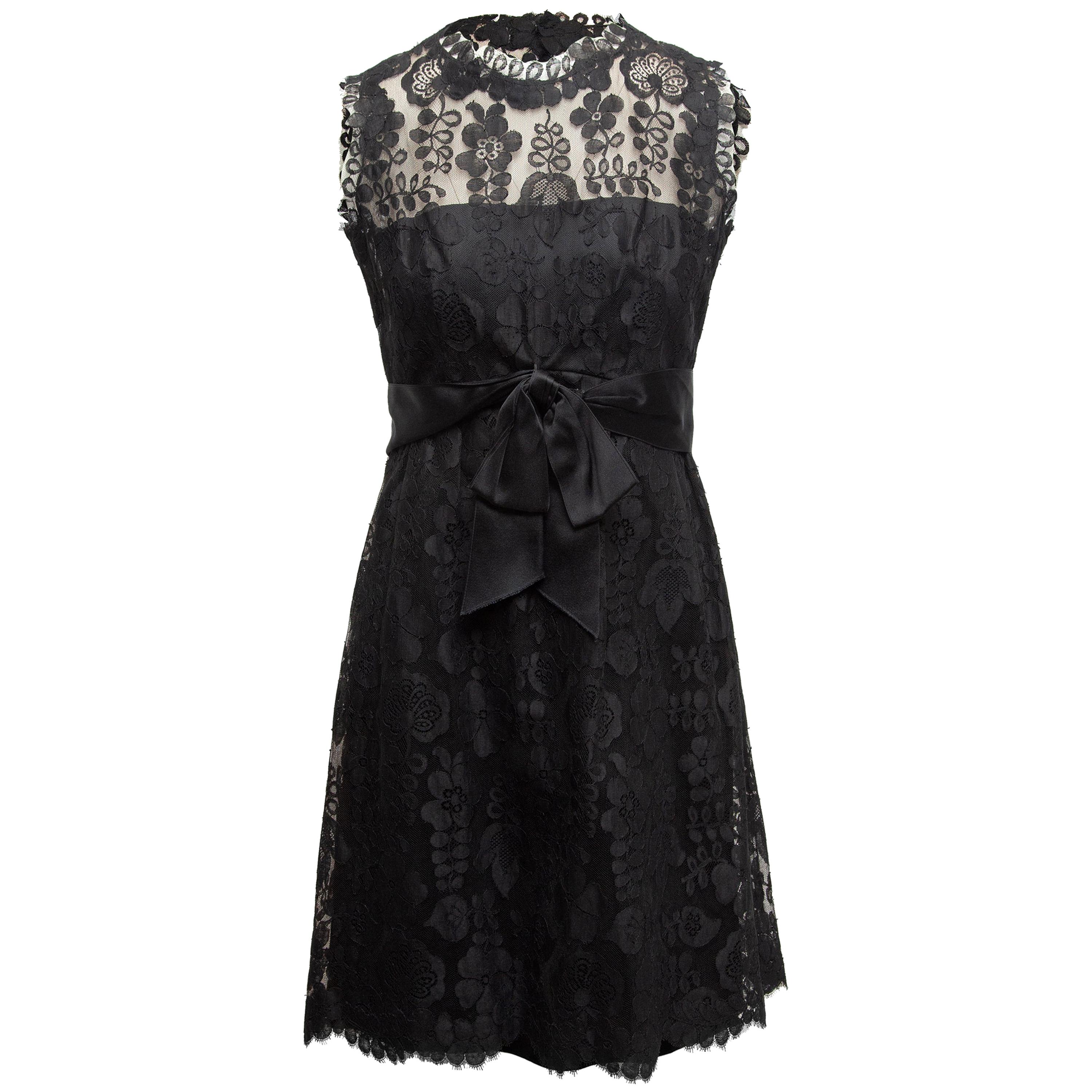 Adele Simpson Black Lace Sleeveless Dress For Sale at 1stDibs