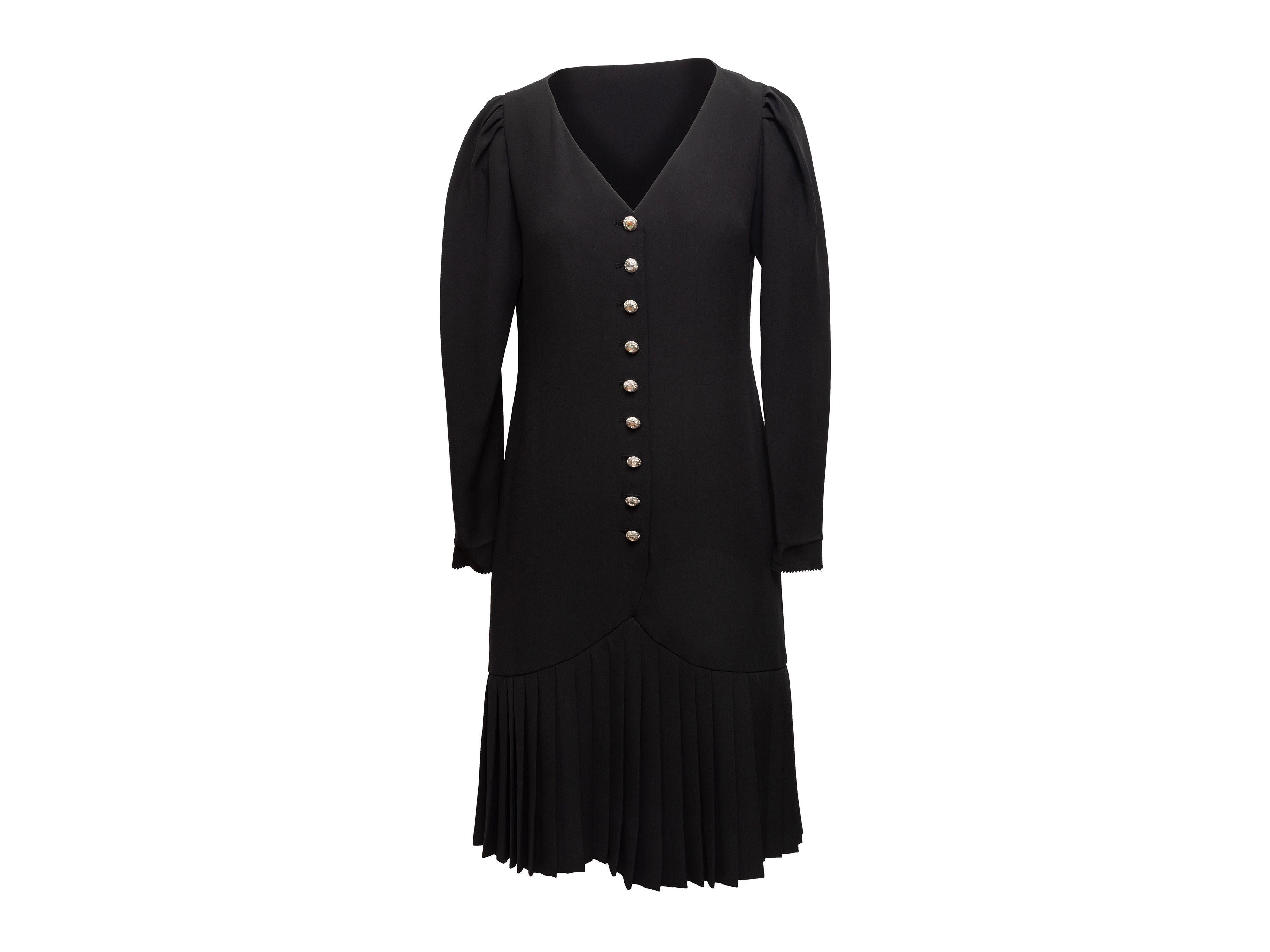 Adele Simpson Black Long Sleeve Button-Up Dress 1