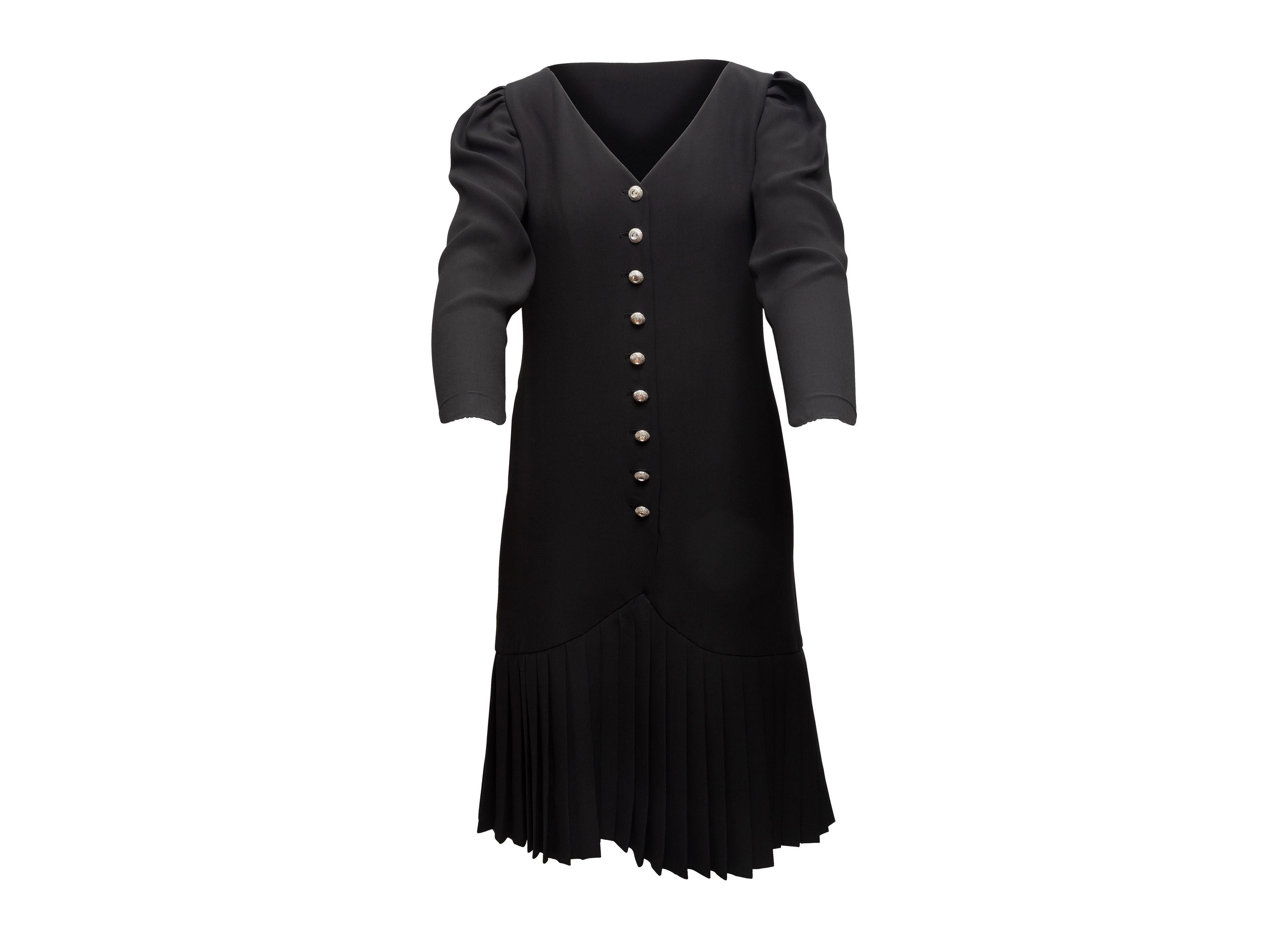 Adele Simpson Black Long Sleeve Button-Up Dress 2