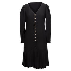 Adele Simpson Black Long Sleeve Button-Up Dress