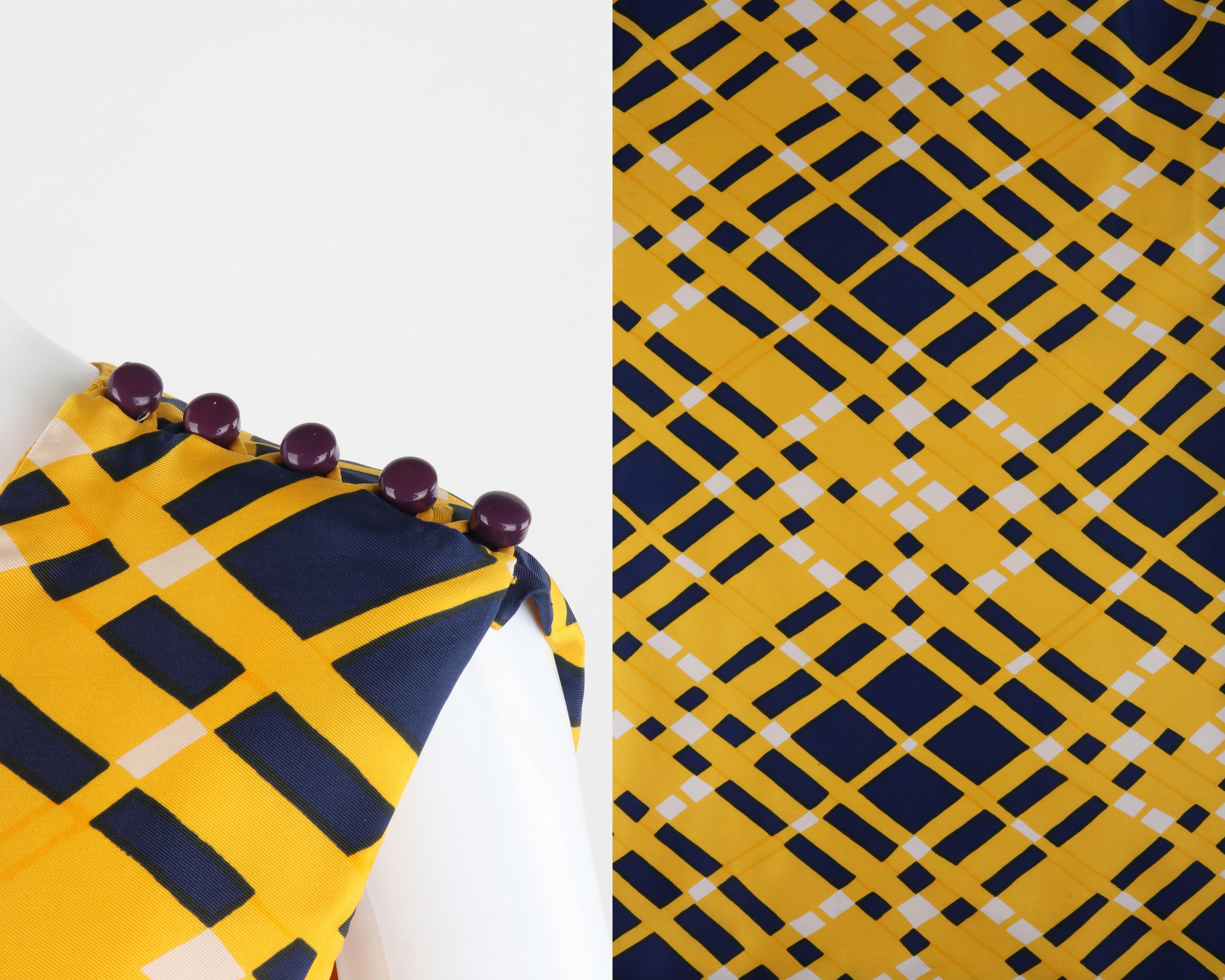 ADELE SIMPSON c.1960's Multicolored Satin Plaid Belted Knee Length Day Dress For Sale 5