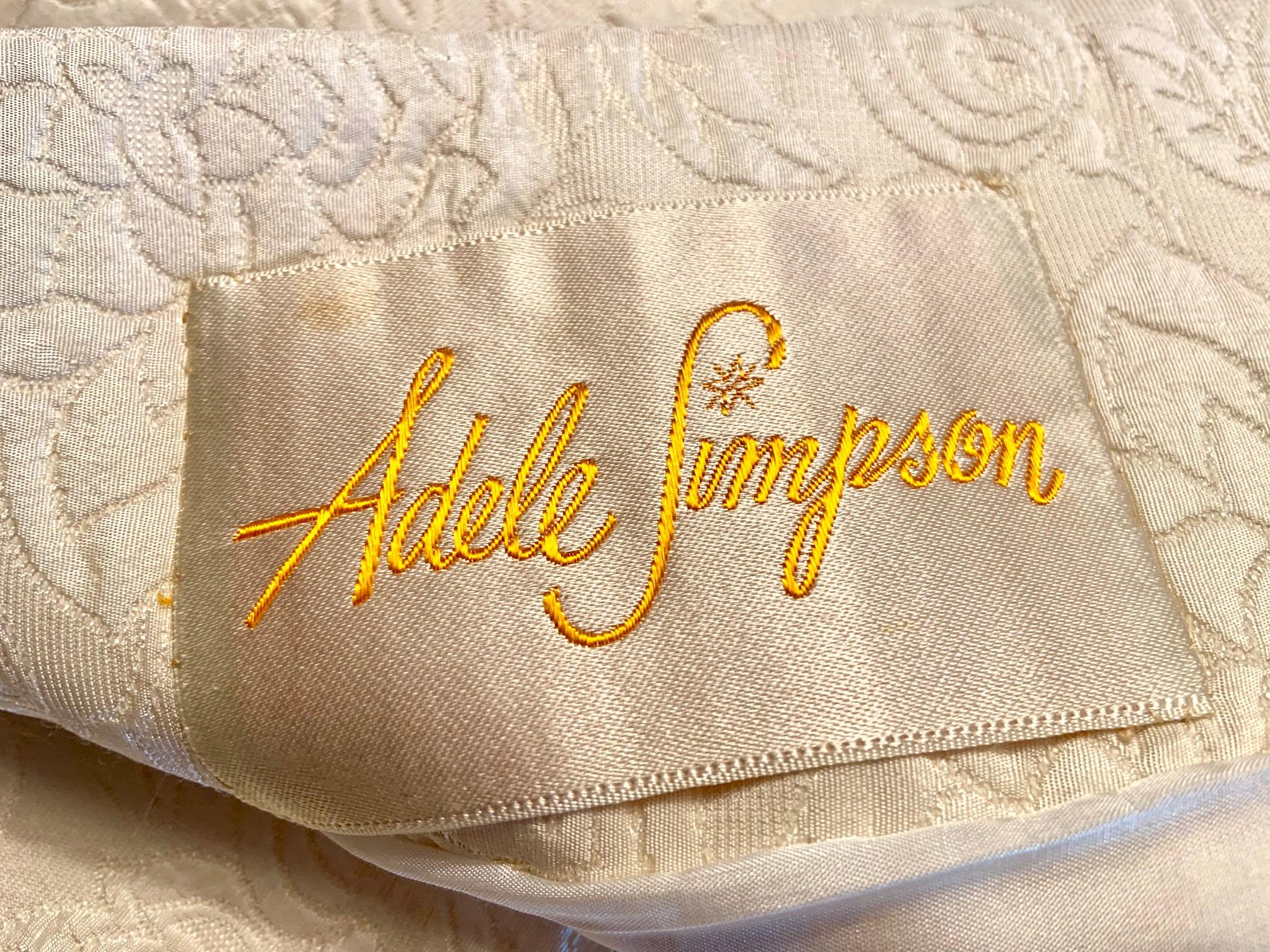 Adele Simpson Cremefarbenes Kleid und Jacke aus geblümter Matelasse aus Seide For Saks Fifth Avenue im Angebot 9