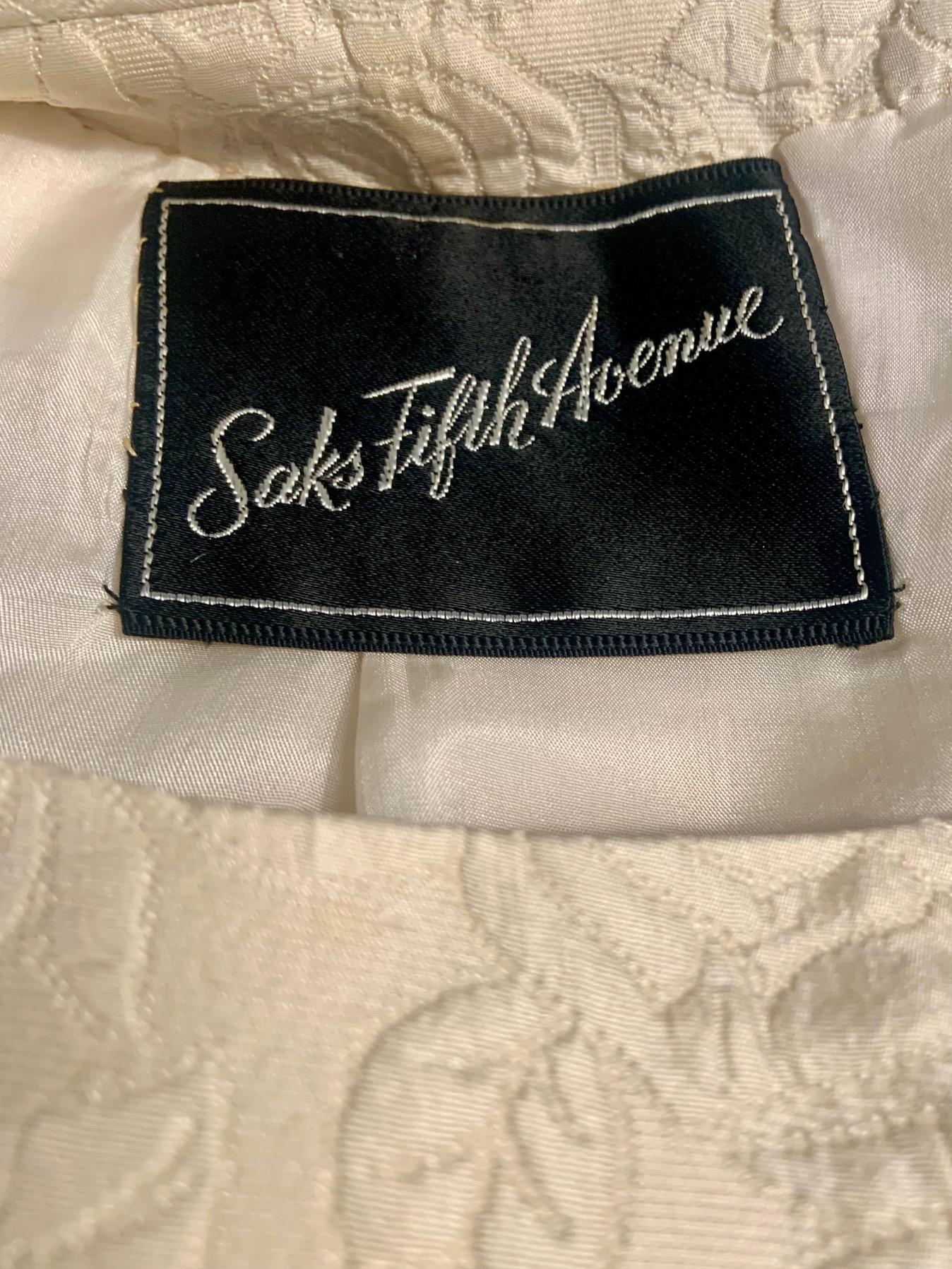 Adele Simpson Cremefarbenes Kleid und Jacke aus geblümter Matelasse aus Seide For Saks Fifth Avenue im Angebot 10