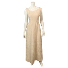Adele Simpson Cream Silk Floral Matelasse Dress and Jacket For Saks Fifth Avenue