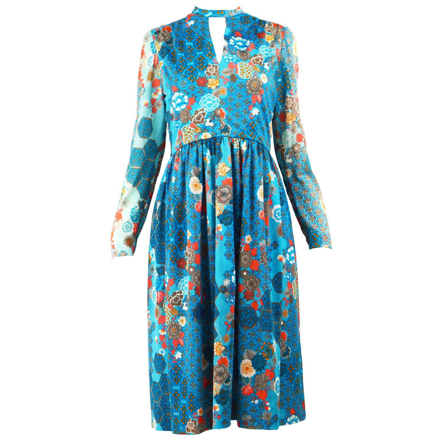 Adele Simpson for I. Magnin Blue Sheer Sleeves Asian Style Vintage ...