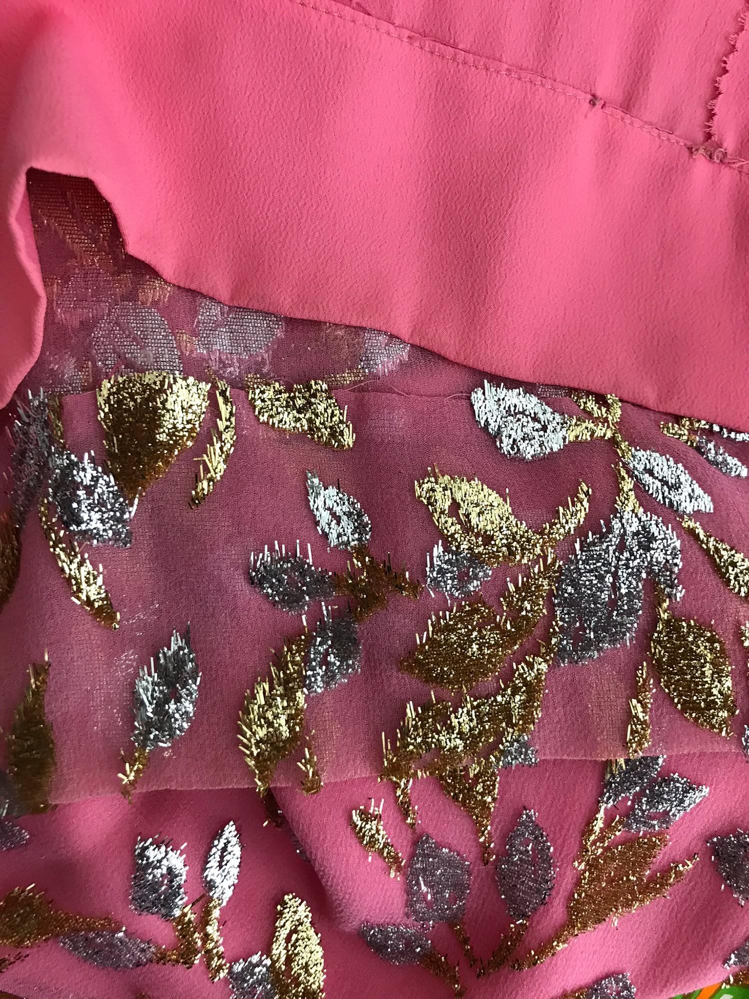 Adele Simpson pink silk metallic devore velvet maxi dress, 1960s 12