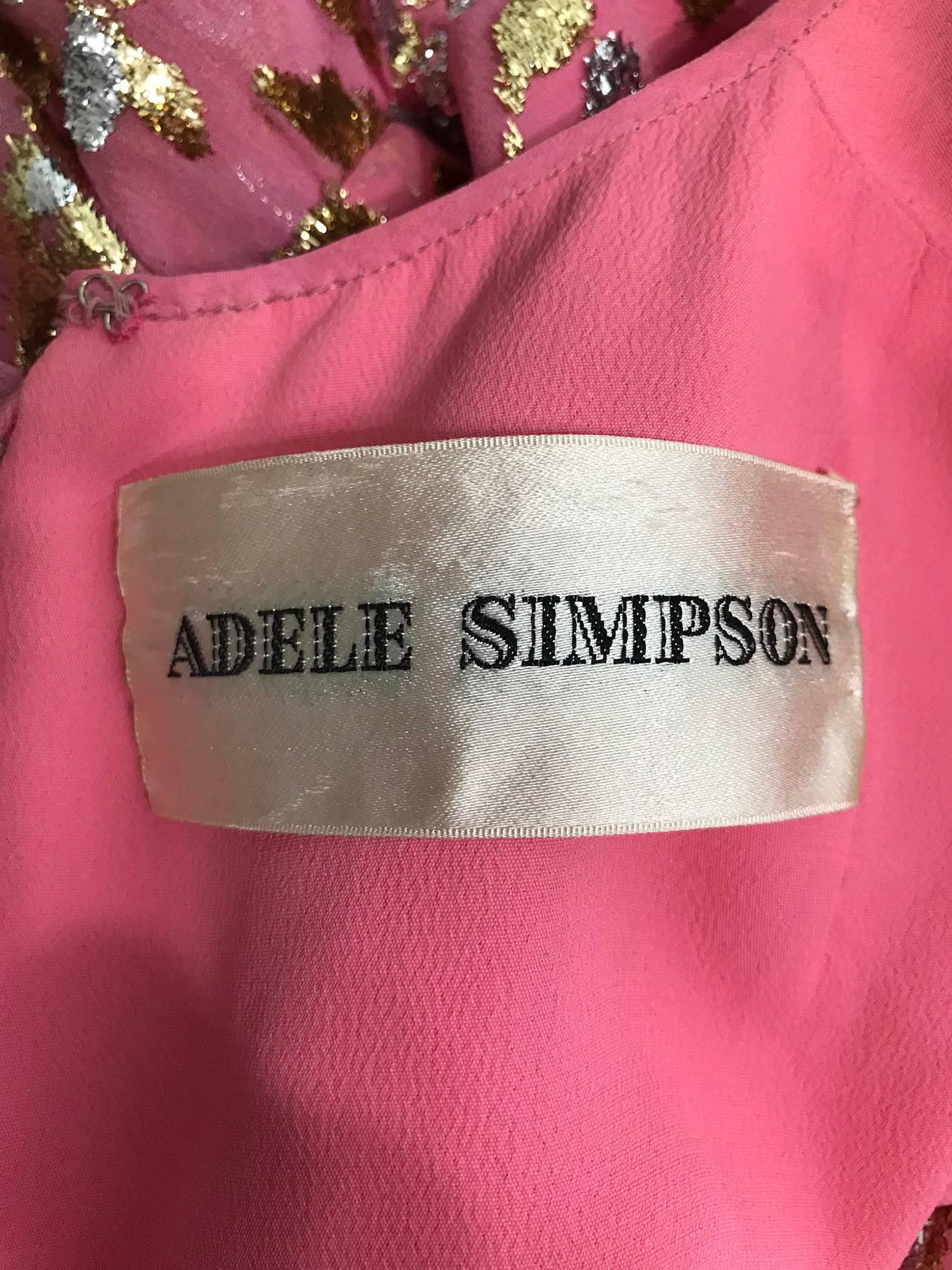 Adele Simpson pink silk metallic devore velvet maxi dress, 1960s 13