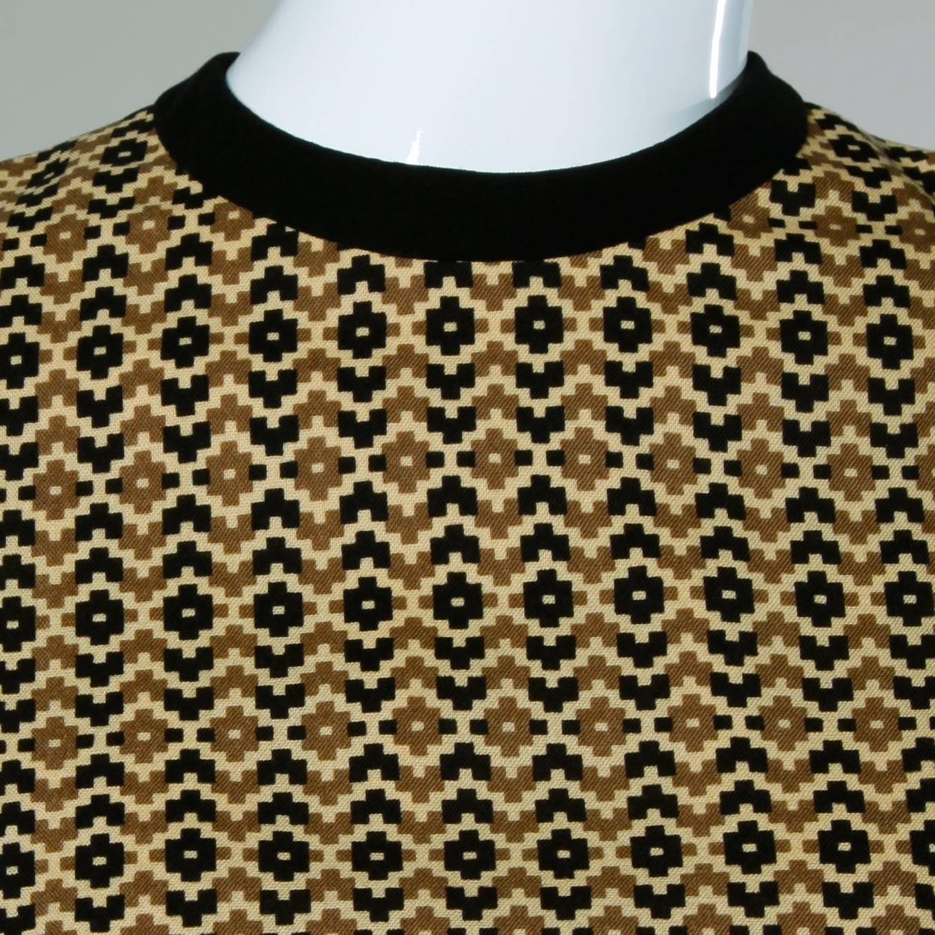 Adele Simpson Vintage 1960s Geometric Wool Dress + Scarf Set 2-Piece Ensemble For Sale 3