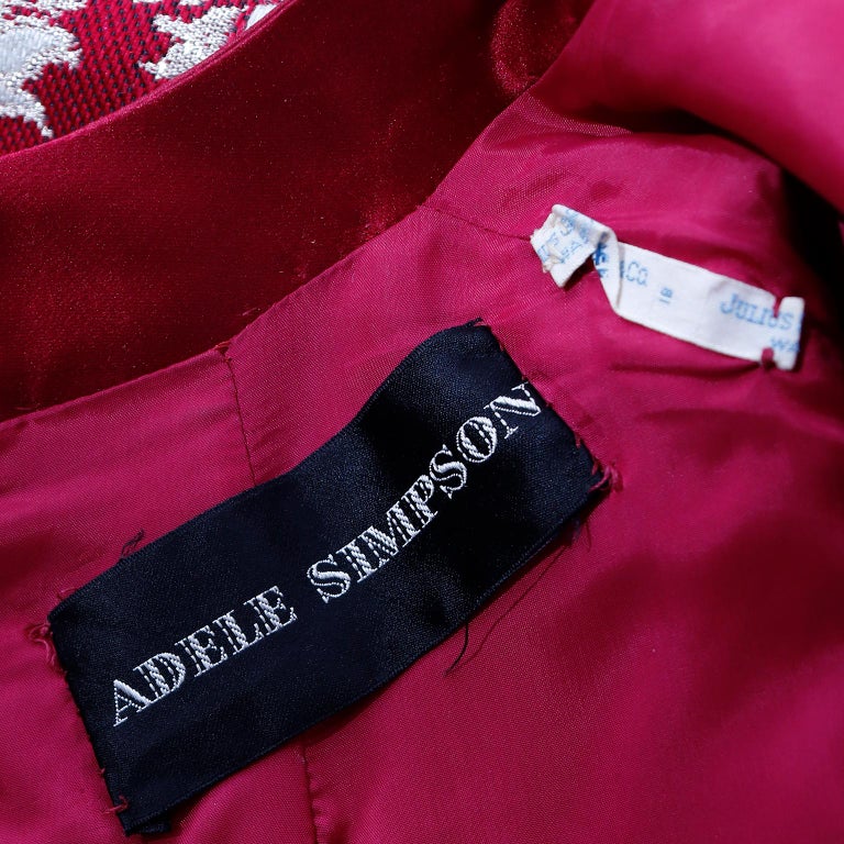 Adele Simpson Vintage Burgundy Jacquard Evening Dress For Sale 5