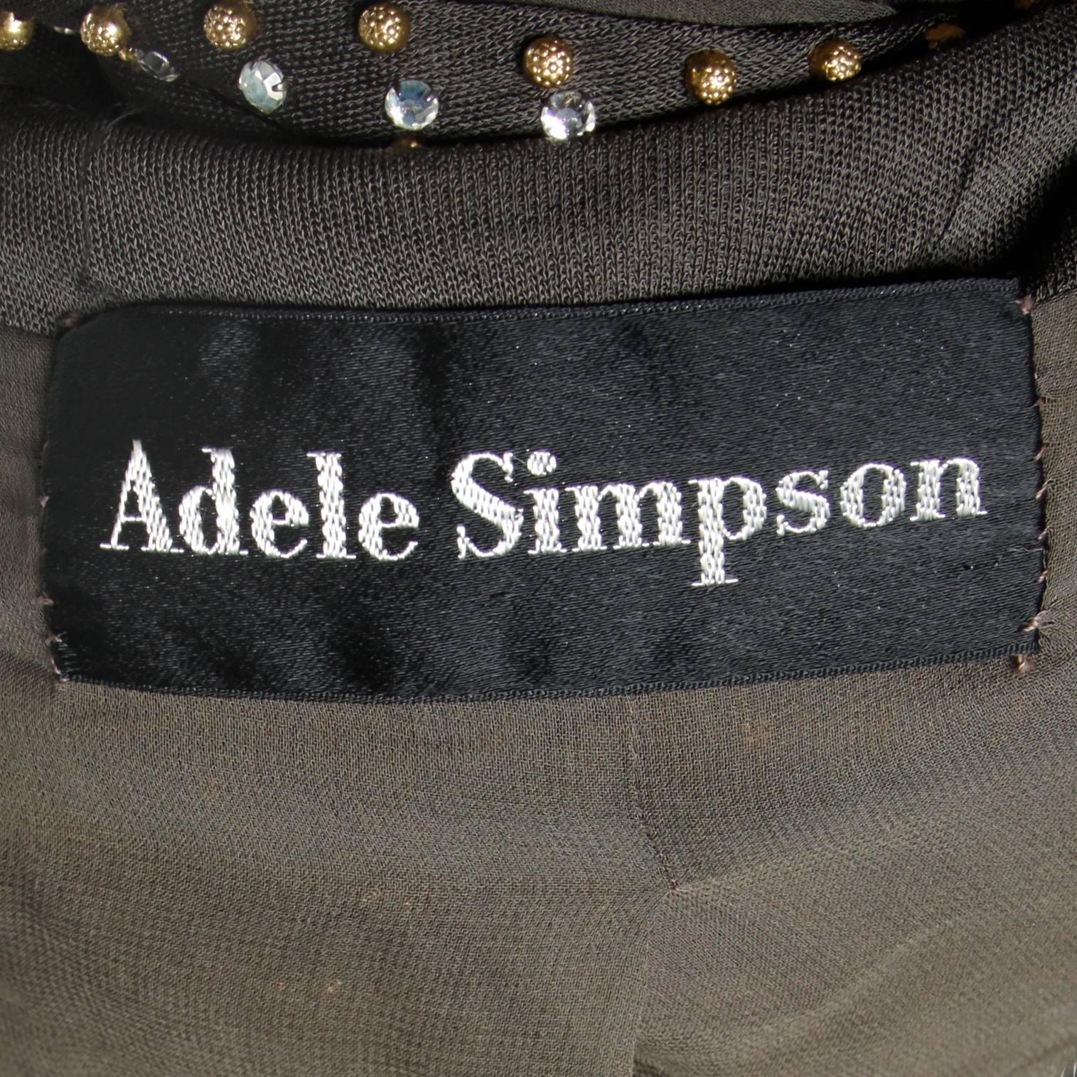 Adele Simpson Vintage Crystal Rhinestone + Beaded Silk Jersey Jacket In Excellent Condition For Sale In Sparks, NV
