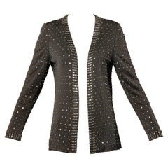 Adele Simpson - Veste vintage en jersey de soie perlée et ornée de strass et de cristaux