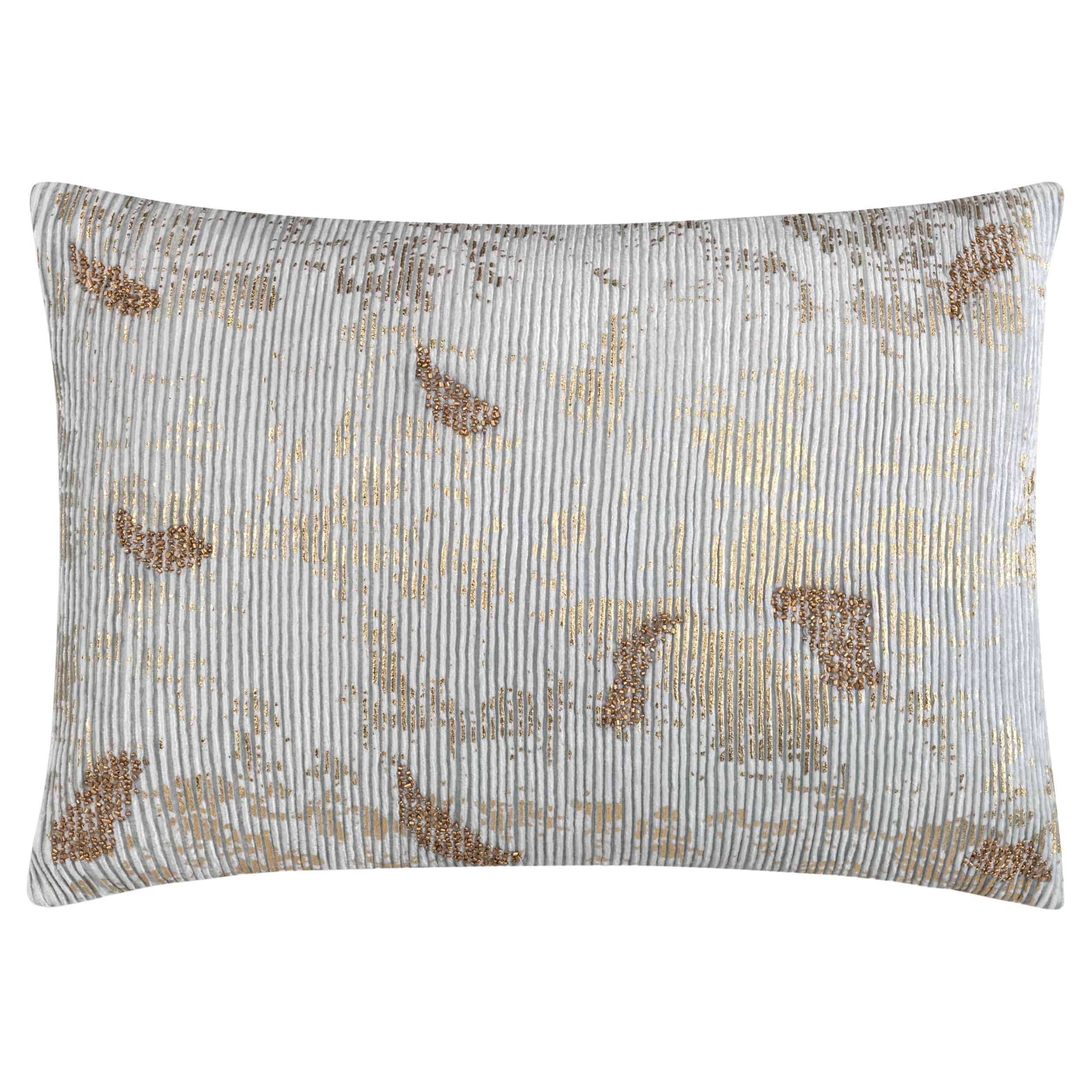 Adele Gold Feather Velvet Lumbar Pillow For Sale