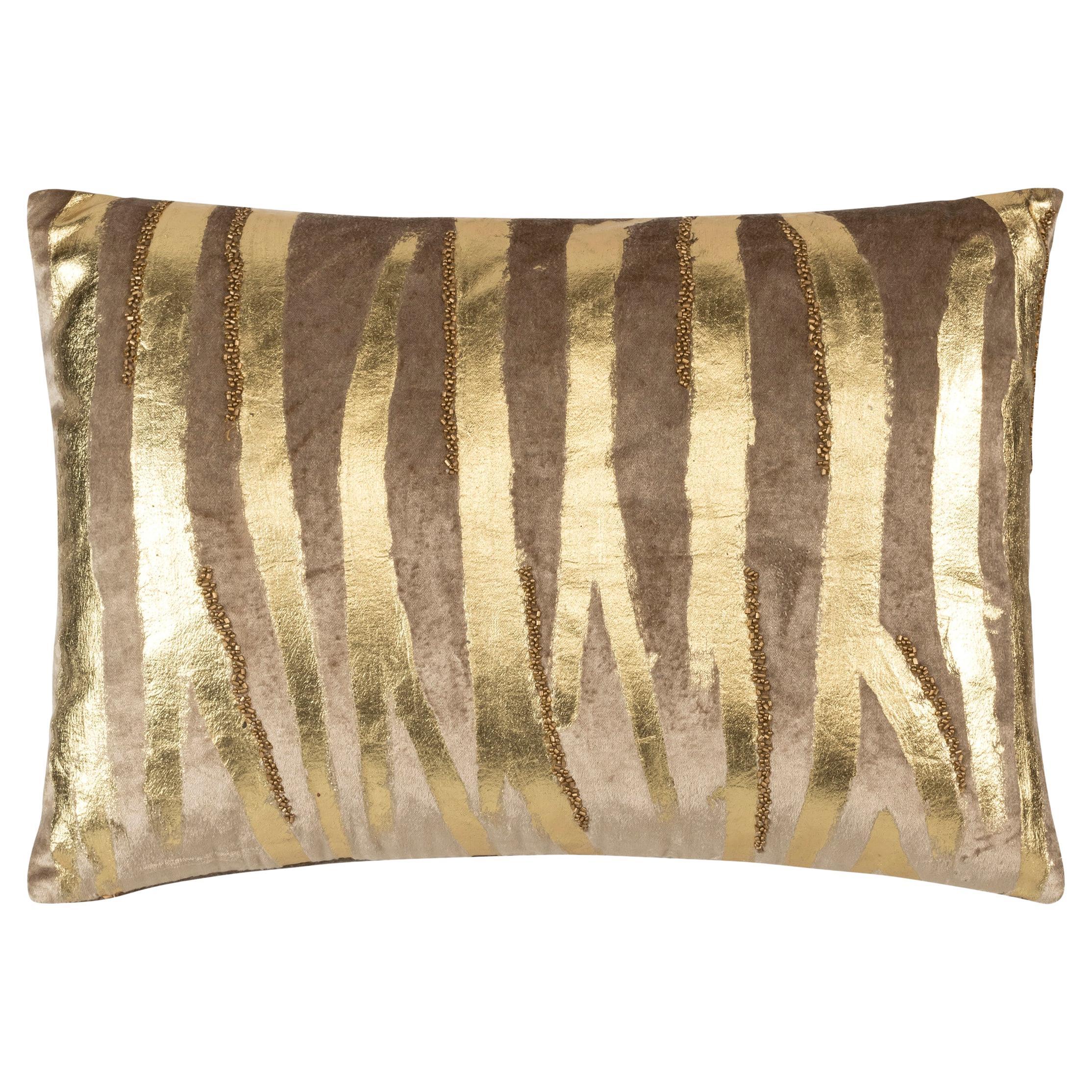 Adele Stone Gold Velvet Lumbar Pillow For Sale