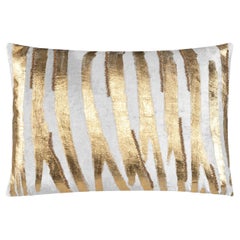 Adele Aqua Gold Velvet Lumbar Pillow