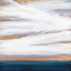 A Place to Breathe - Abstract Gold Leaf and Acrylic Sky Painting on Wood Panel