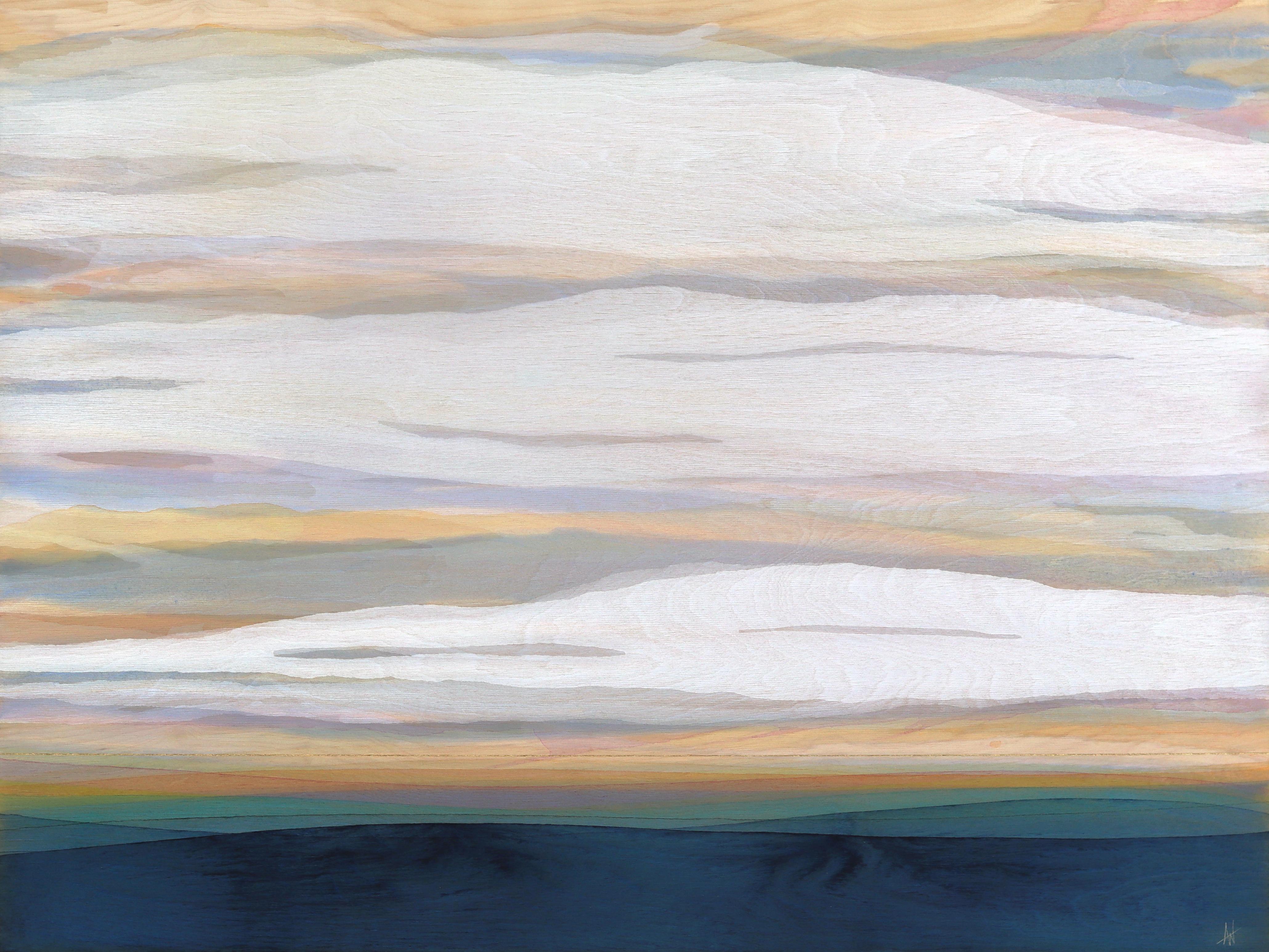 Wild Skies 4 - Abstract Gold Leaf and Acrylic Landscape Painting on Wood Panel