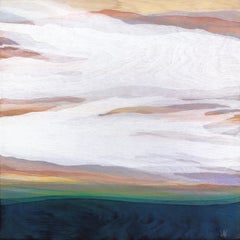 Wild Skies 5 – Abstrakte Landschaftsmalerei mit Blattgold und Acrylfarbe auf Holztafel