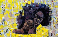 Comparaison -21e siècle, contemporain, portrait figuratif, empâtement, africain