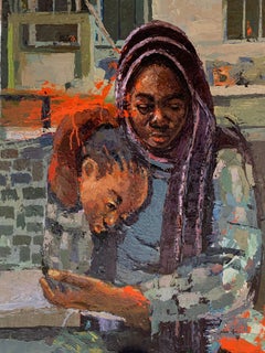 Sans titre -21e siècle, contemporain, portrait figuratif, empâtement, africain