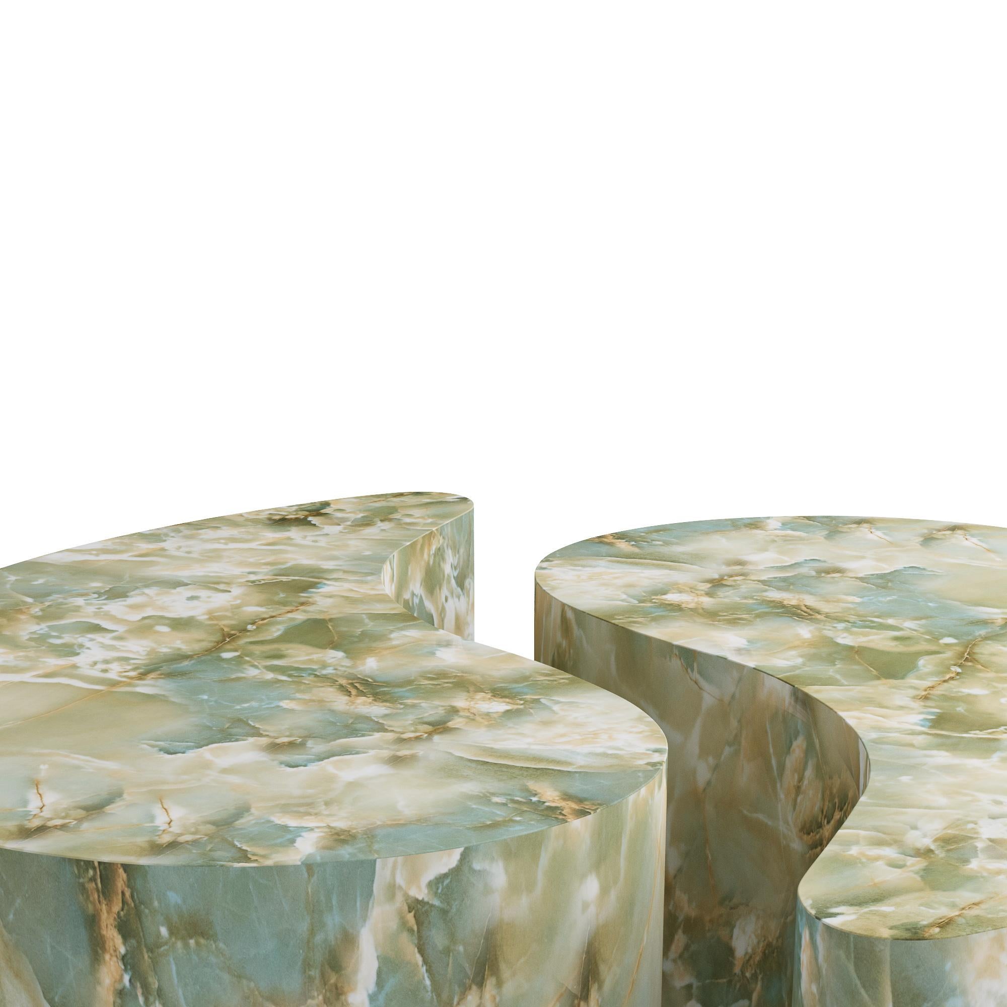 Mesas de centro Adeline, set de 2 FCS08 - Mármol de imitación jade, compuesto de hormigón Siglo XXI y contemporáneo en venta