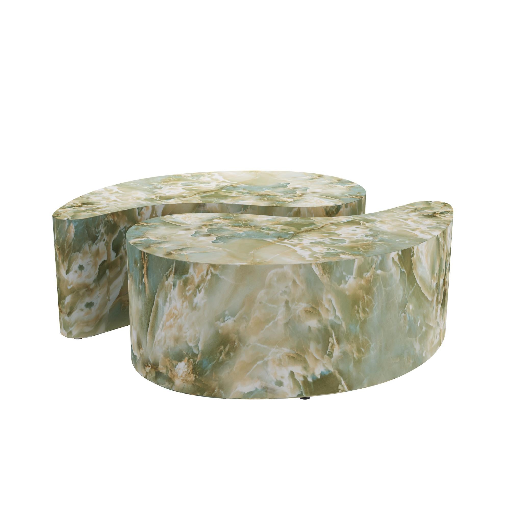 Mesas de centro Adeline, set de 2 FCS08 - Mármol de imitación jade, compuesto de hormigón en venta 1