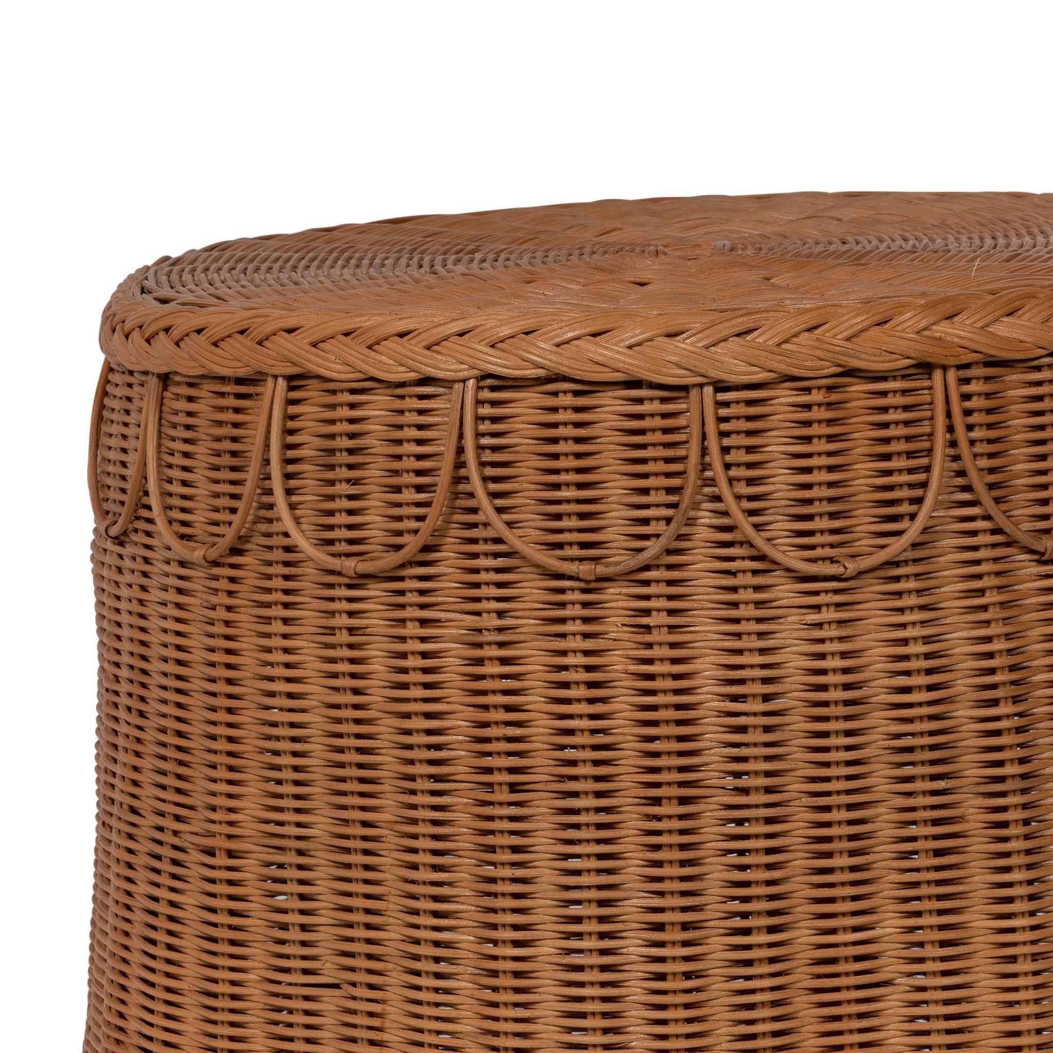 scalloped rattan side table