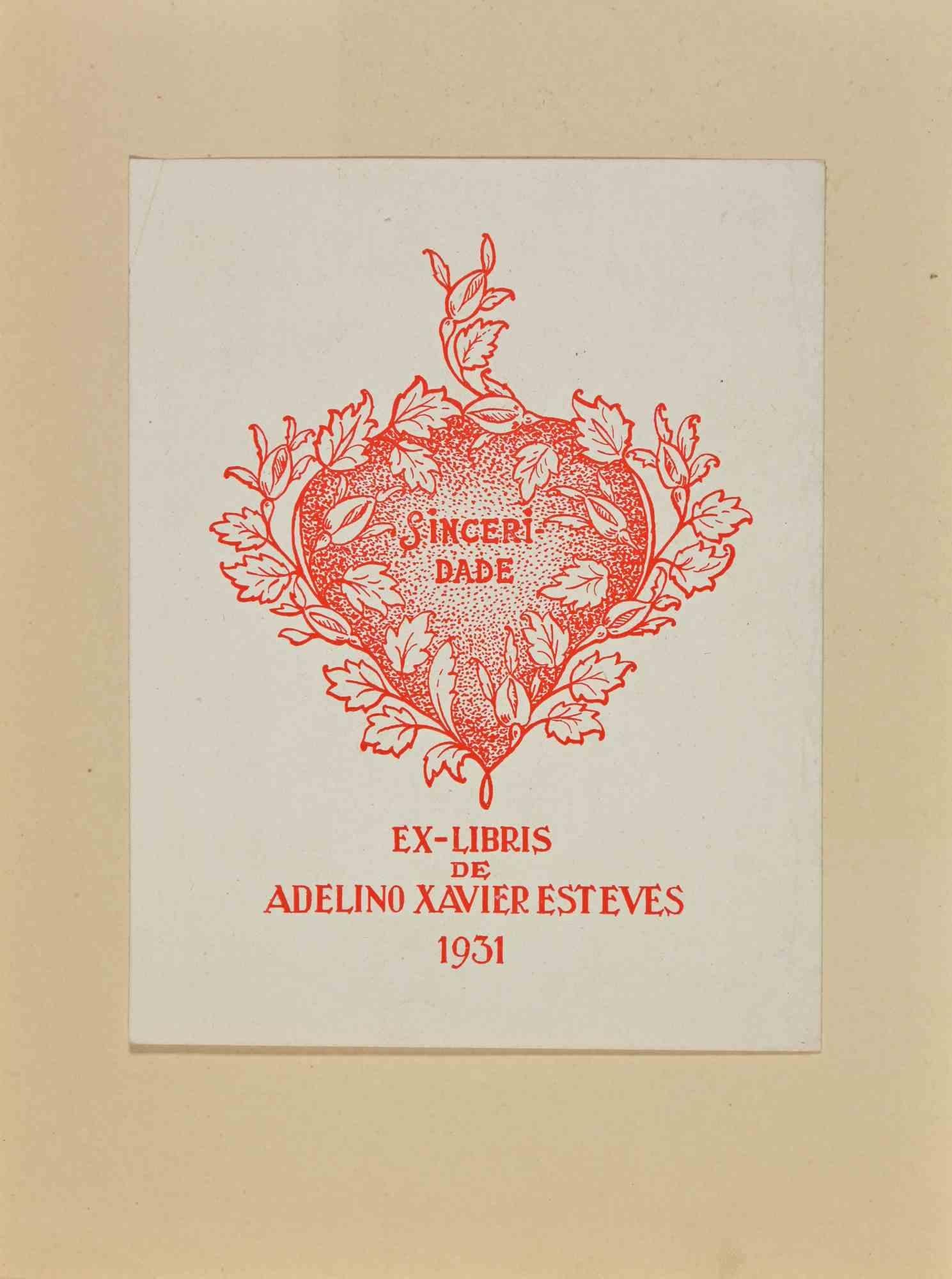 Ex-Libris -  Holzschnitt von Adelino Xavier Esteves – 1931