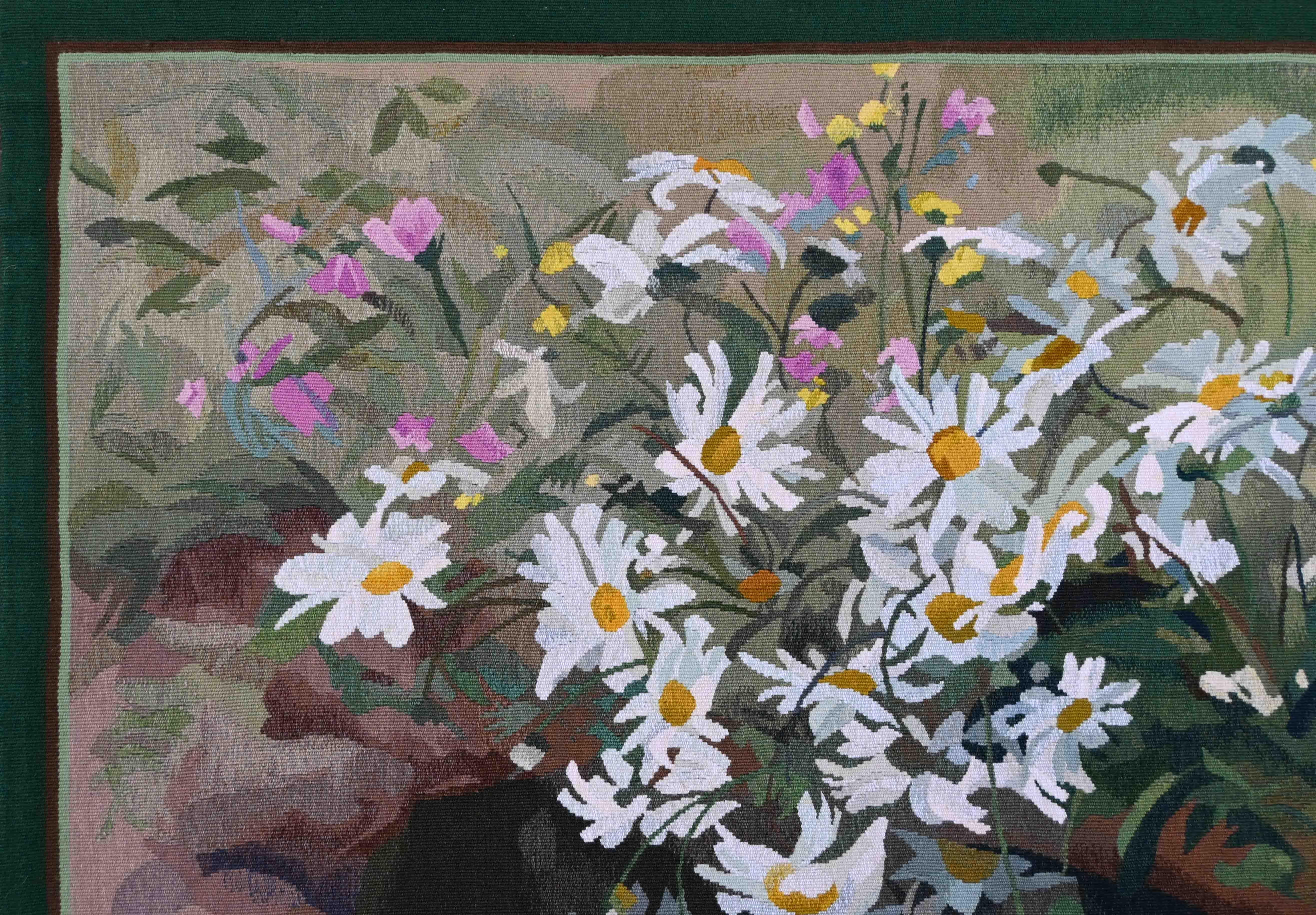 Adelyne Neveux, Las Margaritas - Tapiz de Aubusson francés, Atelier Legoueix - 1445 mediados del siglo XX en venta