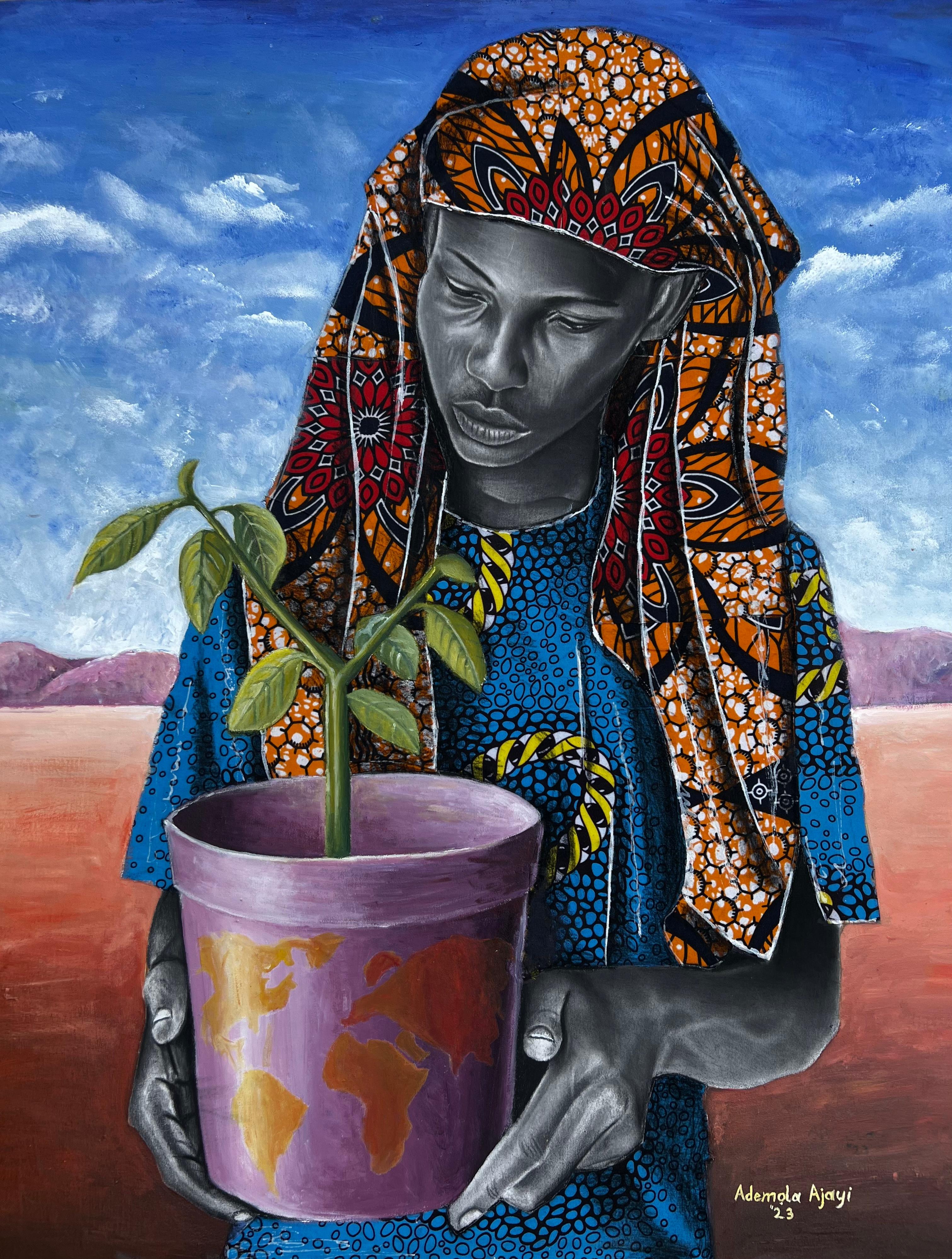 Ademola Clement Ajayi Figurative Painting - Antidote from the Gods