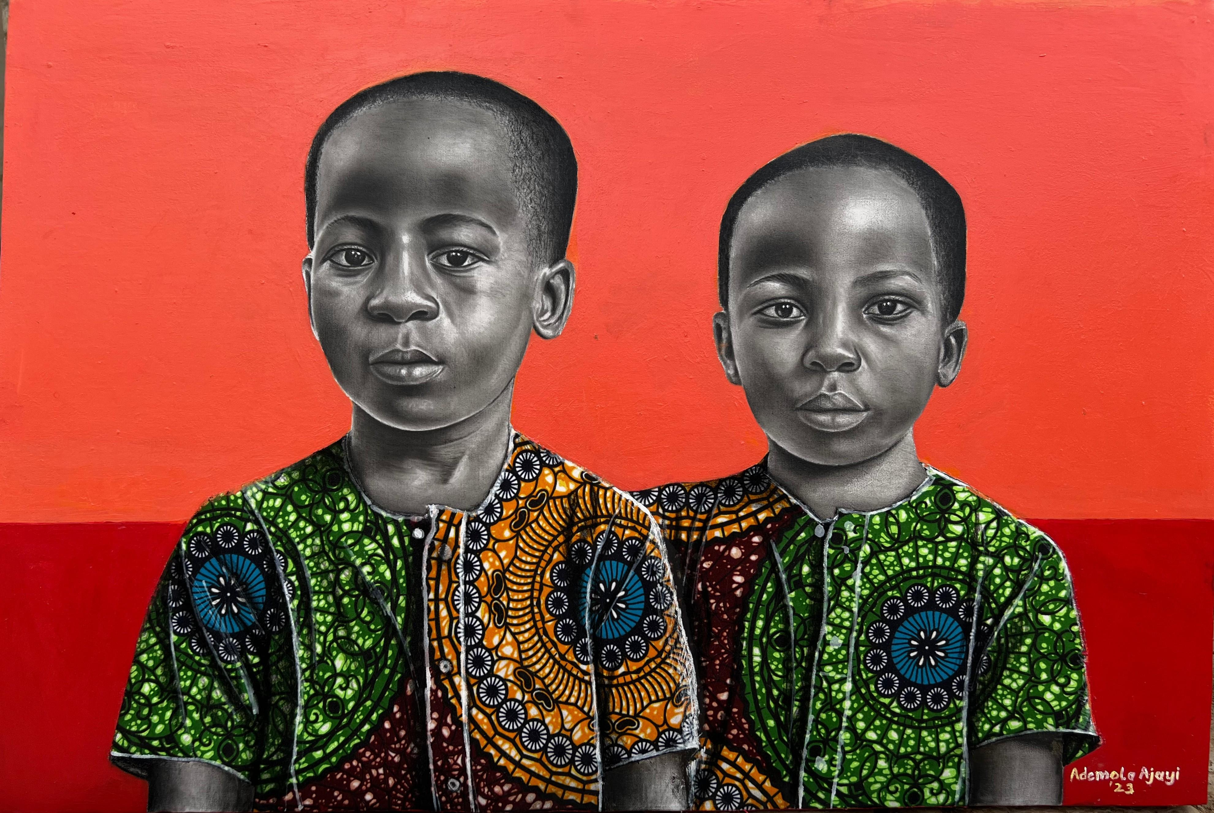 Ademola Clement Ajayi Portrait Painting - Brothers