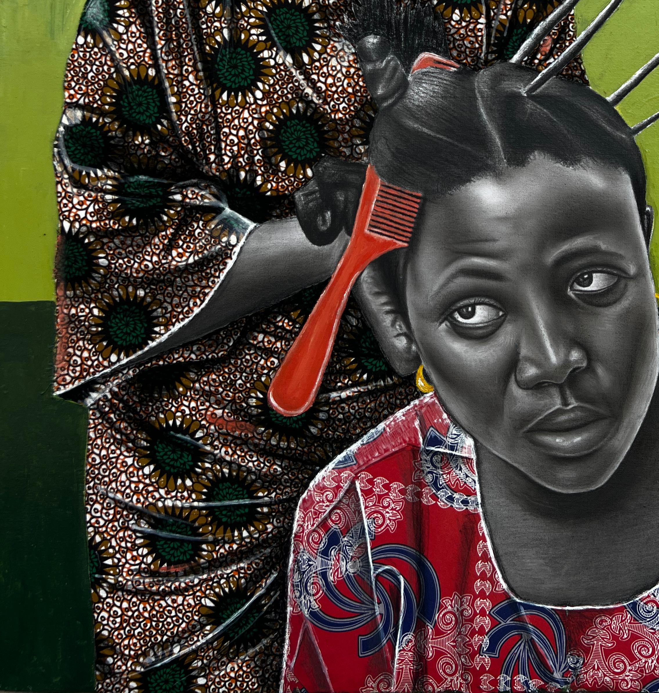 For Tomorrow's Festival  - Black Portrait Painting by Ademola Clement Ajayi