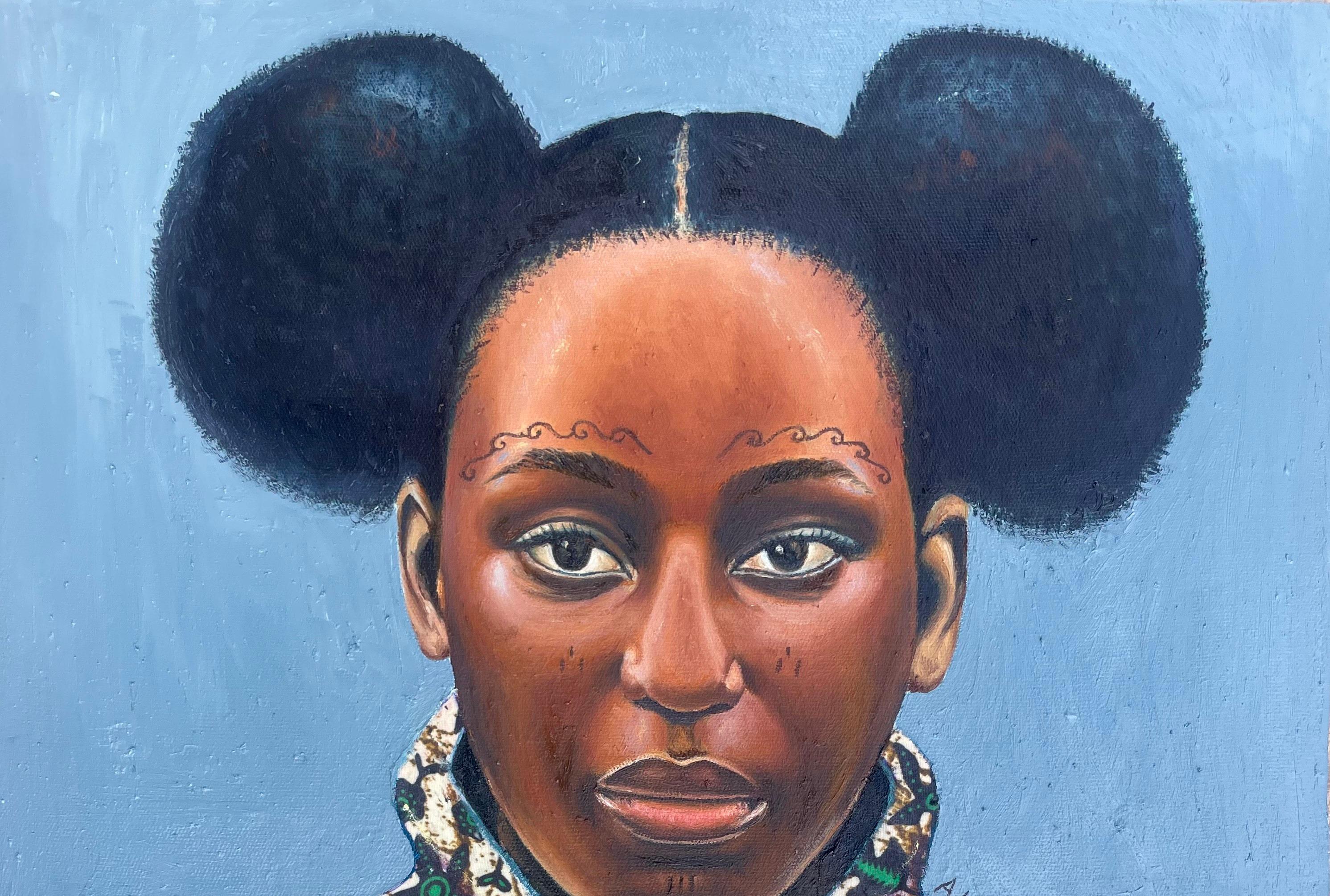 Innocence - 21e siècle, Contemporain, Portrait, Figuratif, Femmes, Afrique - Painting de Ademola Clement Ajayi