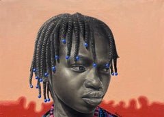 Karma - 2st Century, Contemporary, Figurative Portrait, Africa Dress, Women Hair
