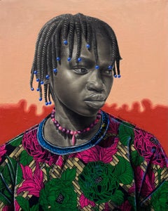 Karma - Siglo II, Contemporáneo, Retrato figurativo, Vestido de África, Pelo de mujer