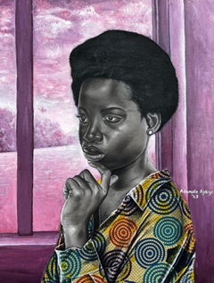 Meditación - Siglo II, Contemporáneo, Retrato Figurativo, Vestido de África, Mujer