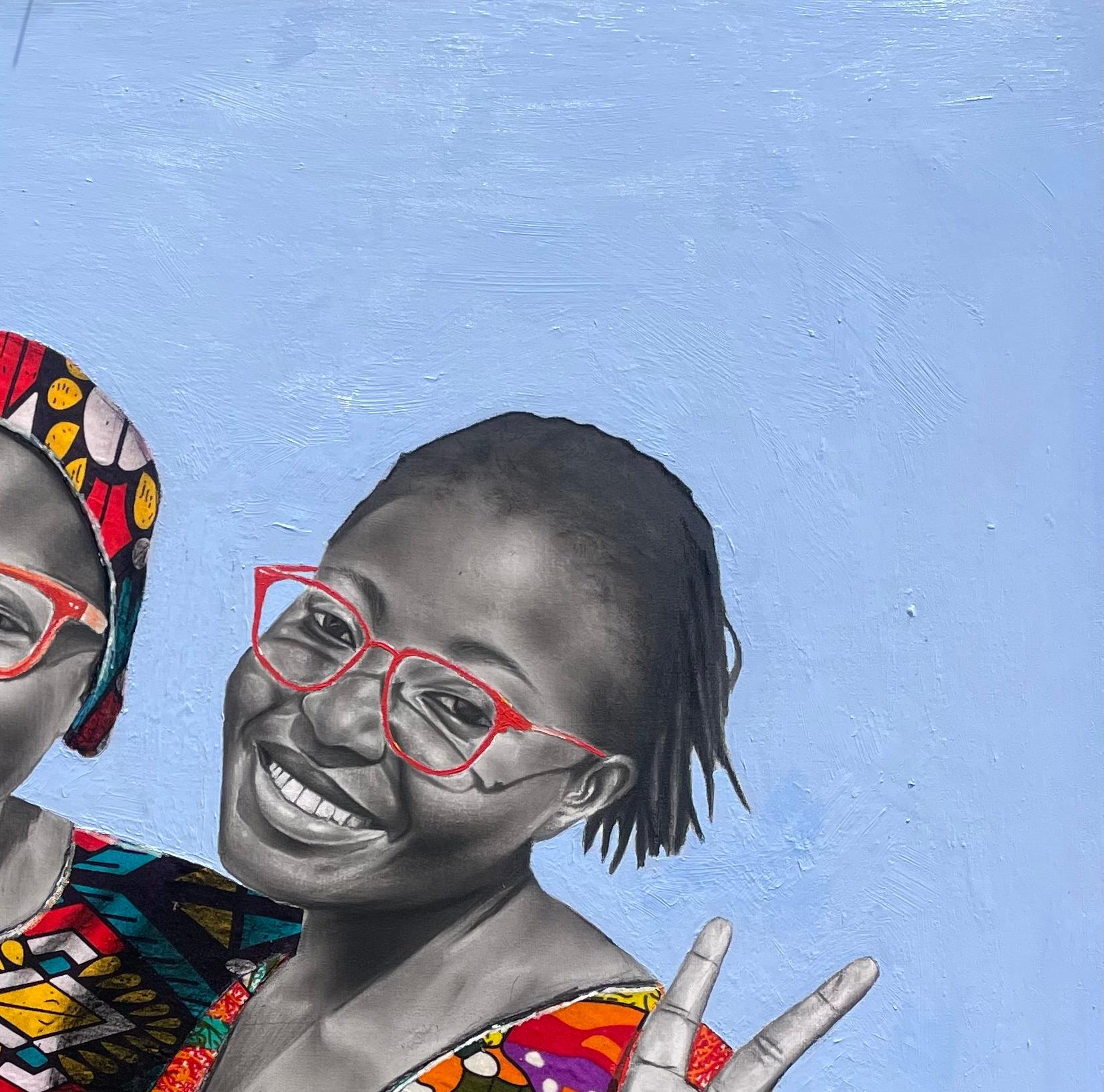Peace Begins With A Smile - 21st Century Contemporary, Figurative Portrait Women - Modern Painting by Ademola Clement Ajayi