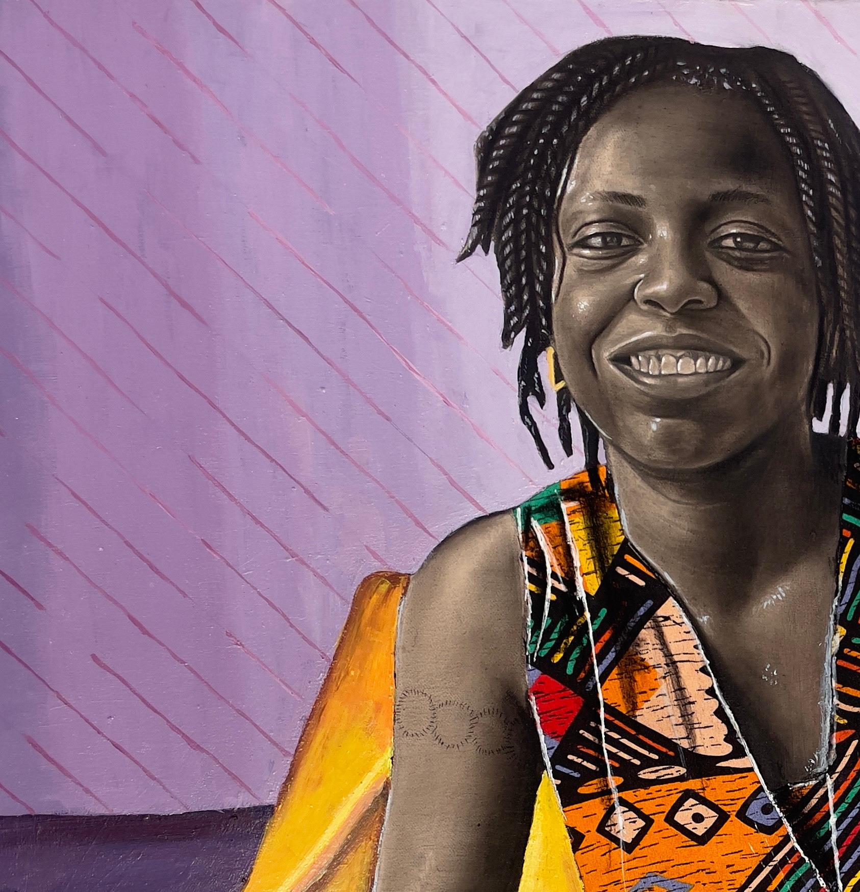 Solace - 21st Century, Contemporary, Figurative Portrait, Africa, Women - Painting by Ademola Clement Ajayi