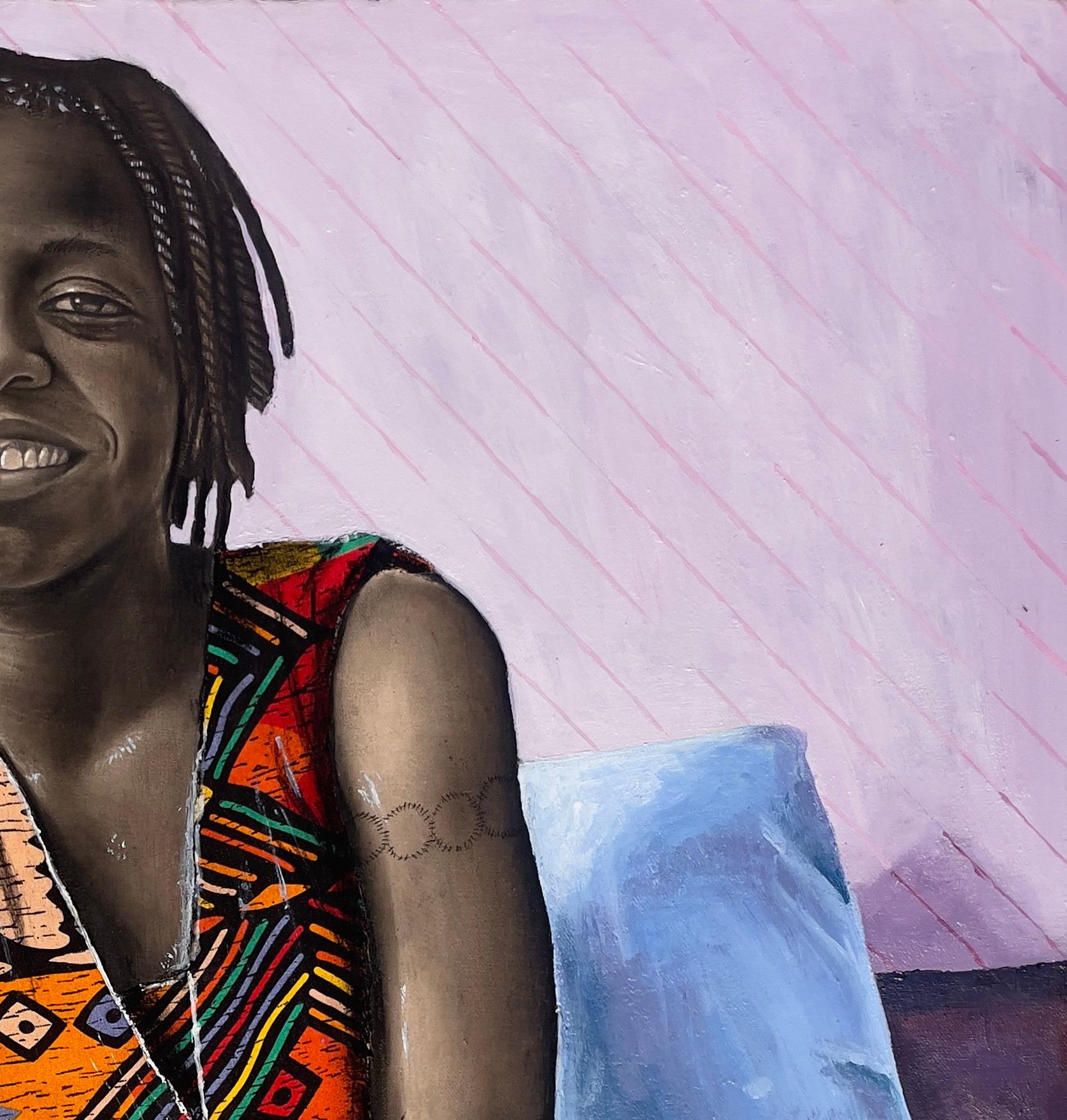 Solace - 21st Century, Contemporary, Figurative Portrait, Africa, Women - Modern Painting by Ademola Clement Ajayi