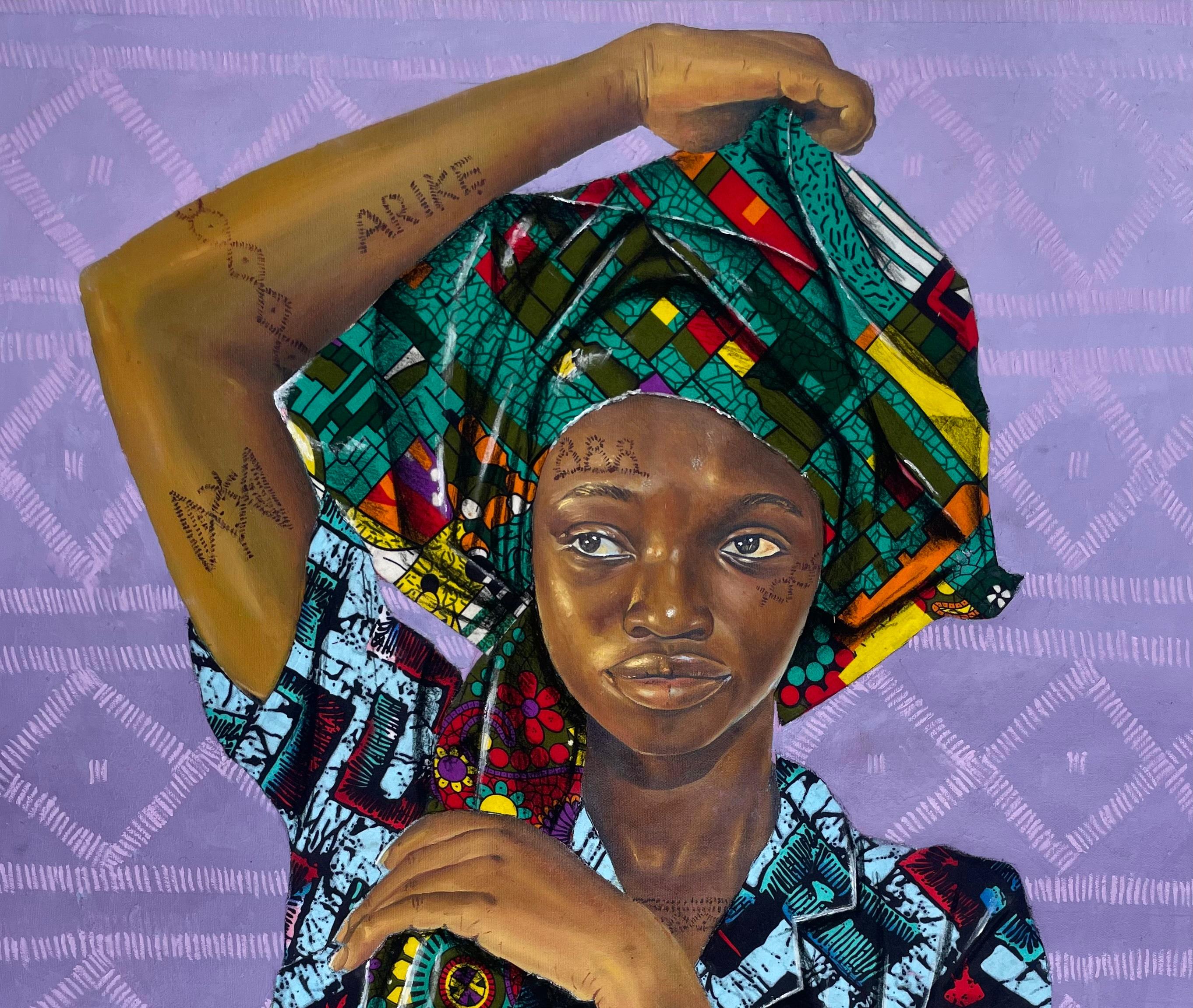 Testamento di solidarietà - 21° secolo, Contemporaneo, Ritratto figurativo, Donna - Painting di Ademola Clement Ajayi