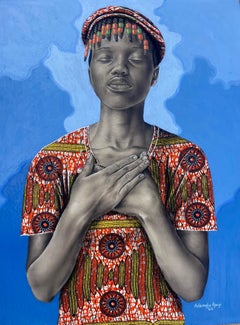 Tranquilidad -Siglo XXI, Contemporáneo, Retrato figurativo, África Vestido de mujer