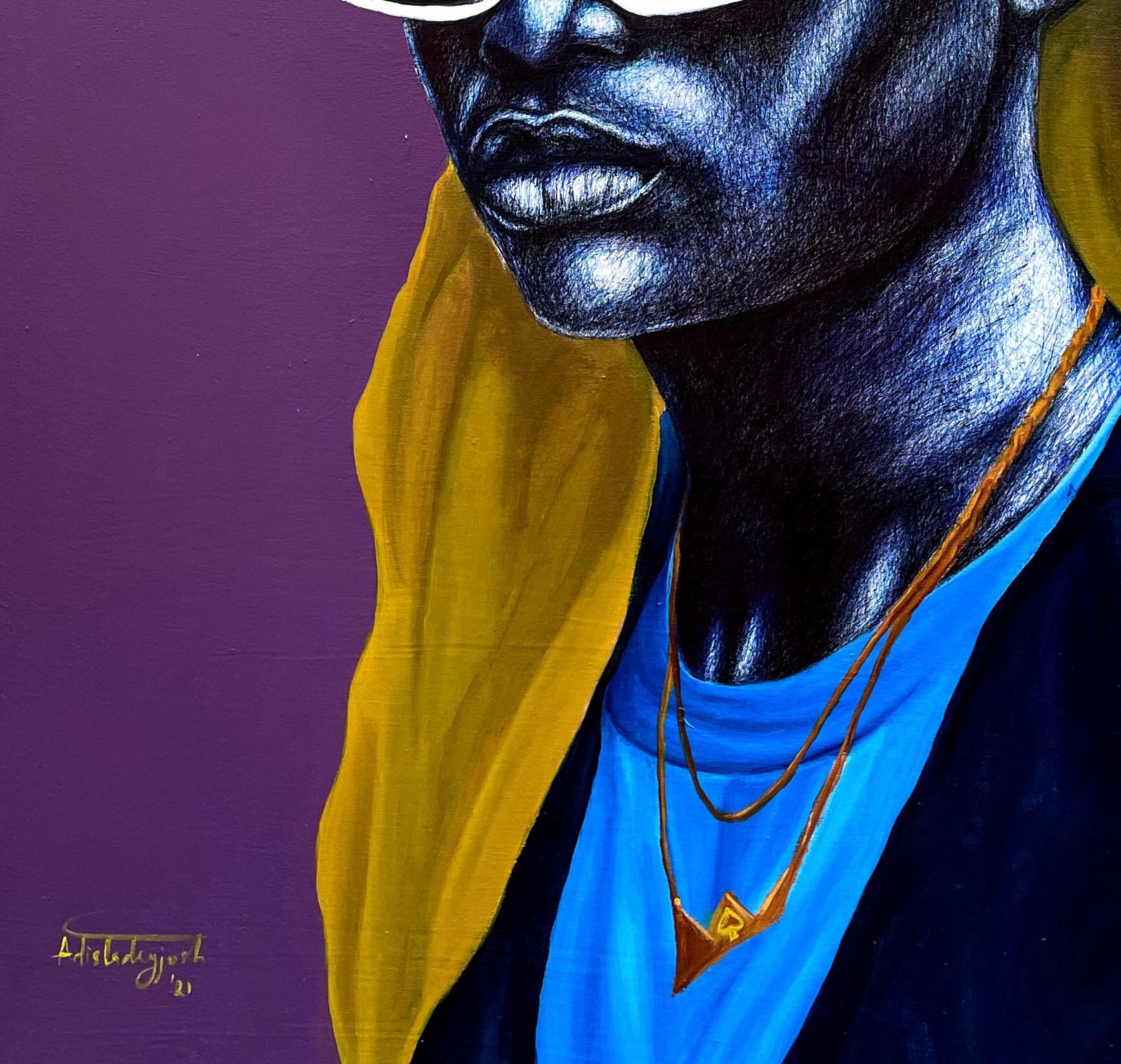 Esther, Dopo la morte di mia madre - Portrait Painting Viola di Adeniyi Joshua Adetayo