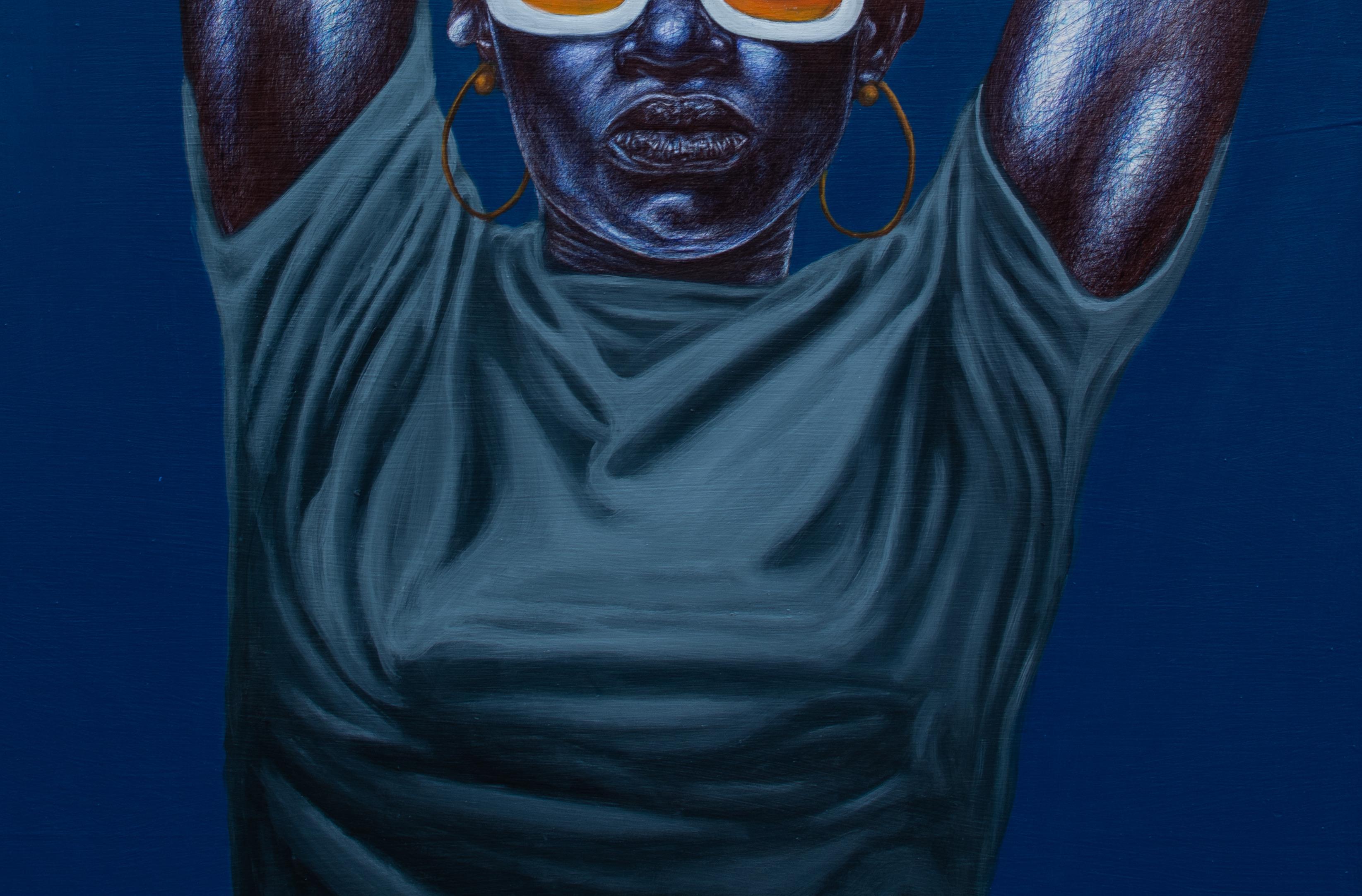 Navi, Chilling in Summer Shades - Contemporary Painting by Adeniyi Joshua Adetayo