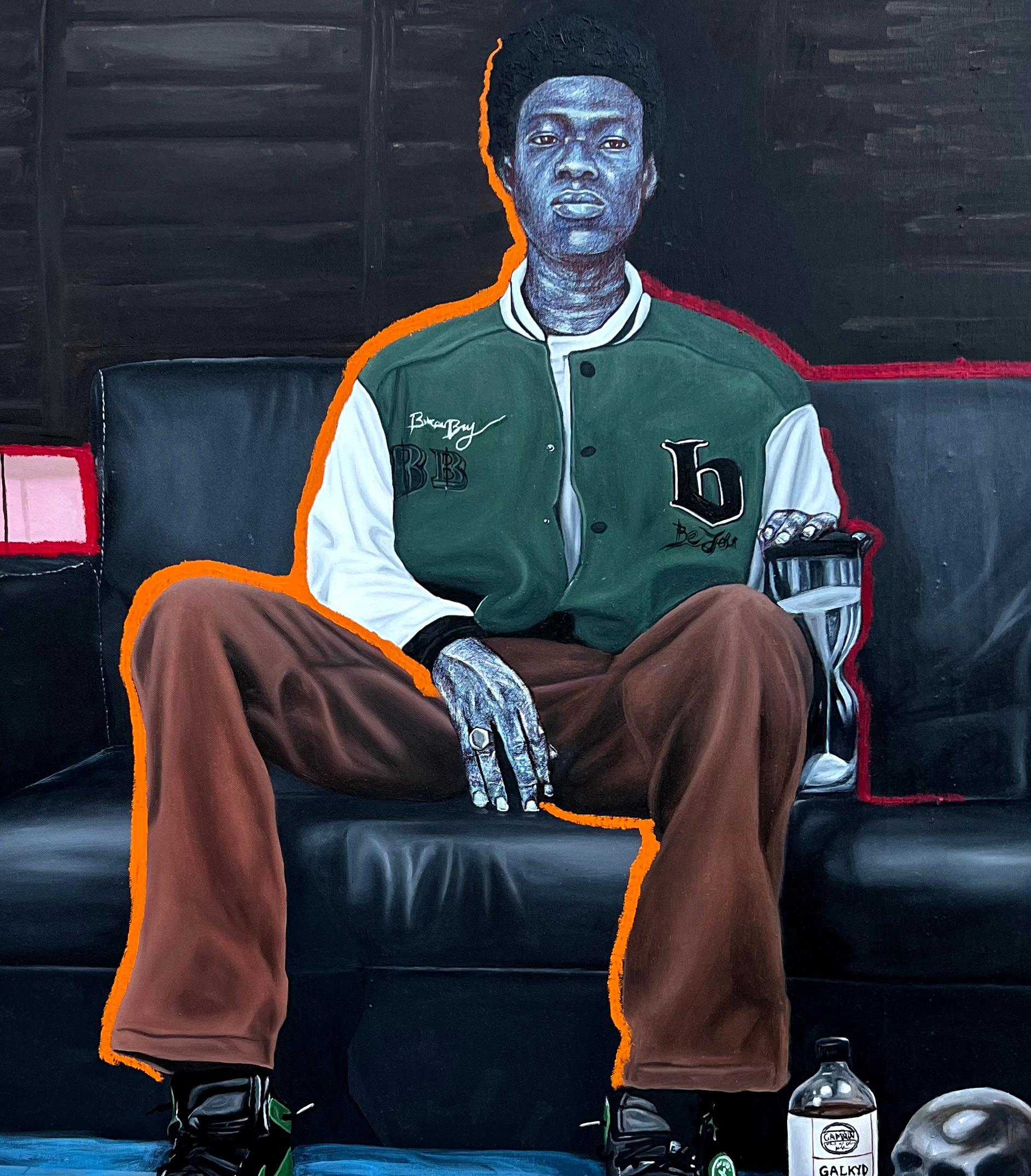 Ocean of Conversations, I Wonder What Speaks Beneath - Black Portrait Painting by Adeniyi Joshua Adetayo