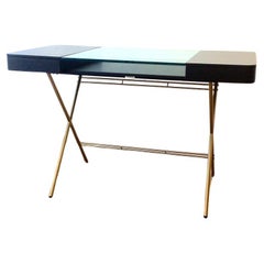 Adentro Cosimo Desk design Marco Zanuso jr  Black, glass & golden base. 