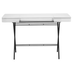 Adentro Cosimo Desk design Marco Zanuso jr Grey glossy top & bronze base. 