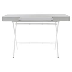 Adentro Cosimo Desk design Marco Zanuso jr Grey glossy top & white base. 