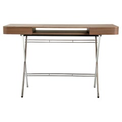 Adentro Cosimo Desk design Marco Zanuso jr Walnut veneer & chrome base.