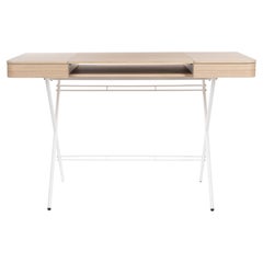 Adentro Cosimo Desk design Marco Zanuso jr Natural oak veneer & white base. 