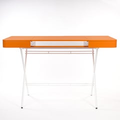 Adentro Cosimo Desk design Marco Zanuso jr Orange glossy top & white base. 